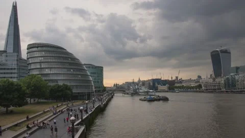 4K Timelapse of the River Thames from Tower Bridge, London, England Stock Footage 135093648
