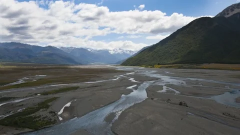 4K Timelapse of the Riverlands in Arthur's Pass National Park, New Zealand Stock Footage 135094086
