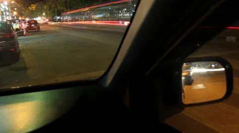 4K Timelapse Roads in the evening view from the passenger cars. Stock Footage 64702981