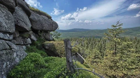 4K timelapse with rock and forest Stock Footage 67862921