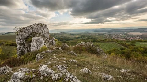 4K timelapse with rocks and cloudy sky, Czech republic Stock Footage 67582556