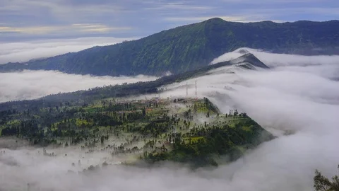 4K Timelapse of rolling Cloud at Cemoro Lawang, Bromo Indonesia Stock Footage 117285864
