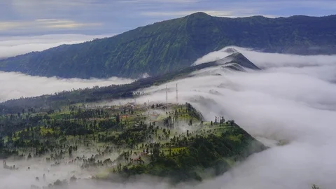 4K Timelapse of rolling Cloud at Cemoro Lawang, Bromo Indonesia Stock Footage 117285889