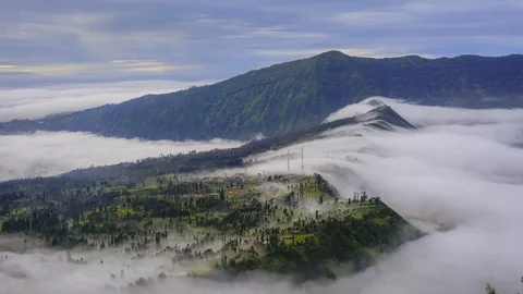 4K Timelapse of rolling Cloud at Cemoro Lawang, Bromo Indonesia. Stock Footage 117285902