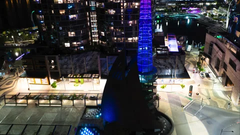 4k Timelapse, Rooftop view of traffic, Elizabeth Quay, waterfront, Australia. Video stock 219460781