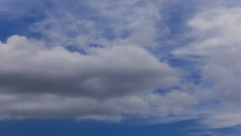 4k Timelapse of running clouds in the blue sky Stock Footage 129910172