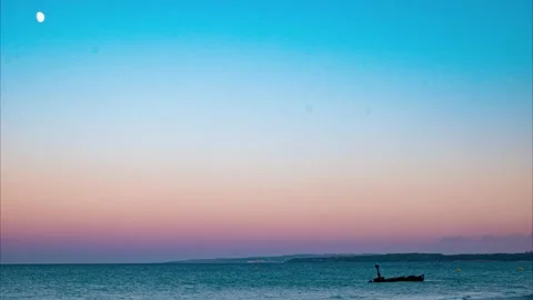 4k, Timelapse of rusty shipwreck at sunset Stock Footage 222009542