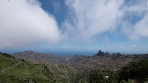 4k Timelapse of scenic view mountains and coastline on Anaga, Tenerife Island. Stock Footage 74316502