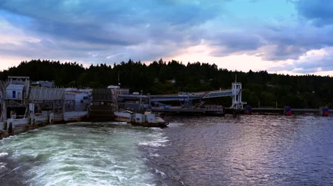 4K Timelapse Shot, Ferry Ship Stern View, Churning Water Wake Video stock 65605368