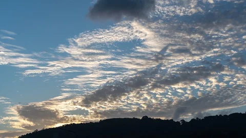 4K-timelapse of sky and clouds sunset or sunrise over mountain Stock Footage 125287385