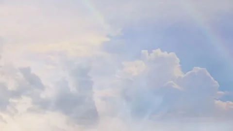 4K Timelapse. Sky and rainbow after rain with beautiful clouds Stock Footage 195989585