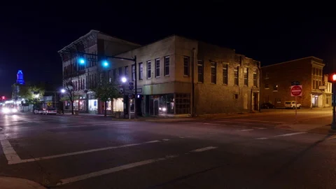 4k Timelapse Small Town Corner NIghttime Видео 220874269
