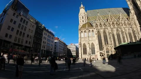 4k Timelapse - St. Stephens Cathedral. Vienna, Austria Stock Footage 219242359