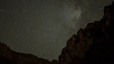 4k timelapse of a starry night sky in the mountains. Stock Footage 77139641