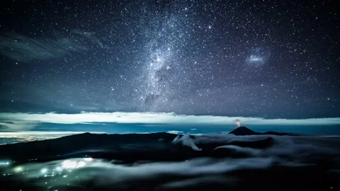 4K Timelapse Of Starry Sky Rotation In The Mt Bromo, East Java, Indonesia. Stock Footage 140925732