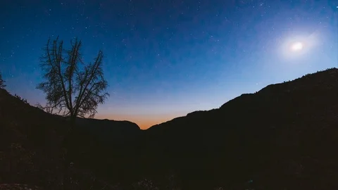 4K Timelapse Stars In Yosemite - Tilt Up Stock Footage
