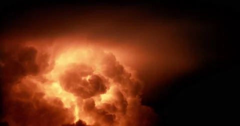 4k Timelapse Of Storm Clouds. Dramatic Clouds With Flashes And Thunder In Dark Stock Footage 206040441