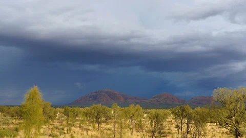 4K, timelapse of a storm on Mount Olga, Australia Stock Footage 106930596