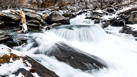 4K Timelapse Of The Stream Glides Through The Meadow In Jiuzhaigou,China, Asia. Stock Footage 125935735