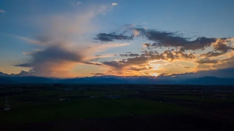 4K Timelapse Sun Go Down moving cloud drone raw Stock Footage