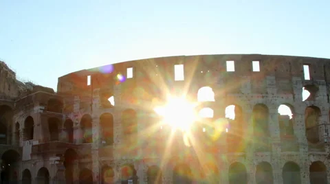 4k timelapse of sun rising behind the world famous Colosseum in Rome, Italy Stock Footage 44116812