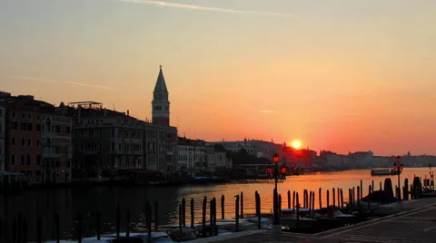 4k timelapse of sun rising over the Grand Canal in Venice, Italy Stock Footage 44117530