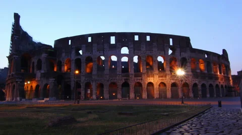 4k timelapse of sun rising over/though the Colosseum in Rome, Italy Stock Footage 44105066