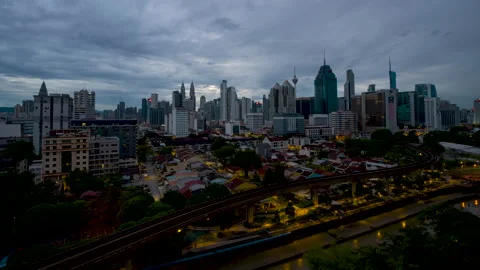 4K timelapse sunrise high angle view of Kuala Lumpur City Centre Stock Footage 219253443