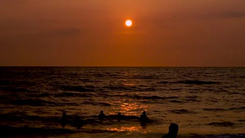 4k Timelapse Sunset at Agonda Beach Goa with Silhouettes Stock Footage 331761955