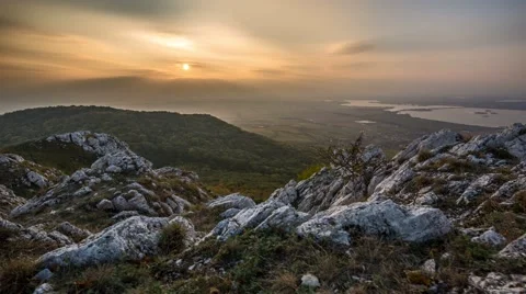 4K timelapse with sunset and rocks Stock Footage 67582566