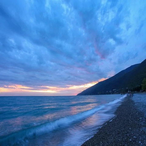 4K. Timelapse sunset on the Black sea. Gagra, Abkhazia. Ultra HD, 4096x2304 Stock Footage 69328221