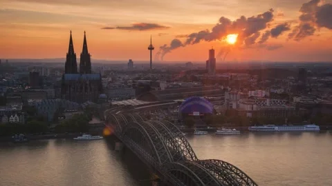 4K Timelapse of Sunset from Cologne Tower, Cologne, Germany 스톡 동영상 135093484