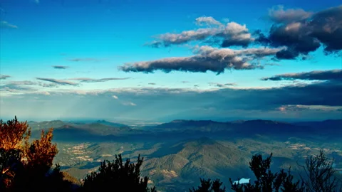 4K Timelapse Sunset Dark Clouds Gather Over Land Mt Warning Stock Footage 139256194