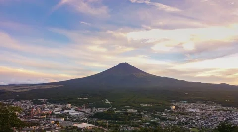 4k timelapse sunset on Fuji mountain , Japan Stock Footage 68995616