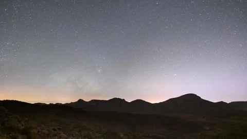 4K Timelapse of Sunset to Milky Way Rise Guajara Mountain Tenerife Stock Footage 314216977
