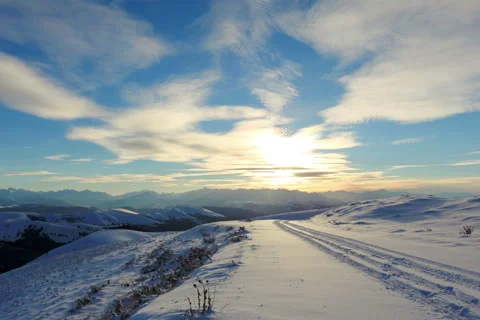 4K. Timelapse sunset in the mountains, Circumhorizontal arc, Northern Caucasus,  Stock Footage 47860598