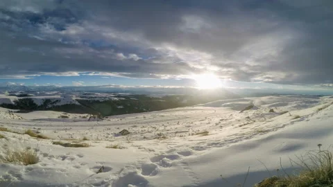 4K. Timelapse sunset in the mountains Elbrus, Northern Caucasus, Russia. Ultr Stock Footage 107255476
