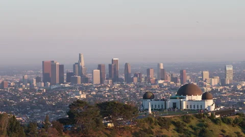 (4K) Timelapse Sunset to Night Downtown Los Angeles Видео 48475312