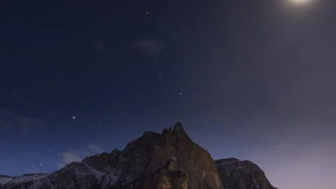 4K Timelapse Sunset Over Mountain Night To Day Stock Footage 204158487