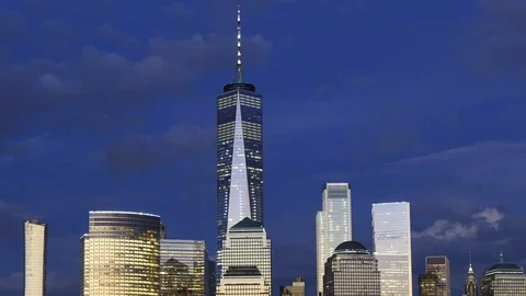 4k Timelapse of Sunset Over New York City Skyline Stockbeeldmateriaal 91462775