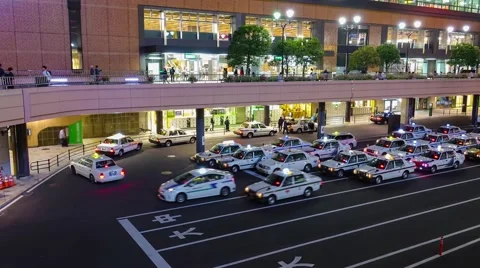 4k timelapse taxi queue in Japan  Stock Footage