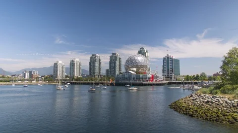 4k Timelapse of Telus World of Science and Vancouver Skyline/Cityscape Stock-Footage 92394616