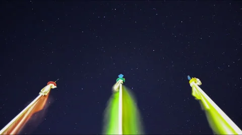 4K Timelapse Of Three Prayer Flags In Wind With Stars Moving Across The Sky Stock Footage 60807368