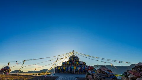 4K Timelapse Of Tibetan Prayer Flags in Inner Mongolia,China.Asia. Stock Footage 126634880