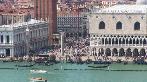 4K+ Timelapse of Tourists in St. Marks Square in Venice, Italy Stock Footage 68221714