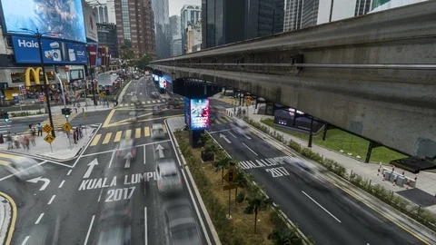 4k timelapse traffic flow Kuala Lumpur Stock Footage 90636902