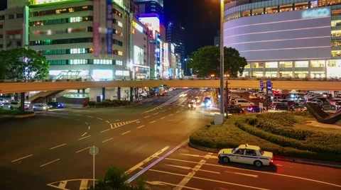 4k timelapse traffic in night seen , Japan Stock Footage 68996301