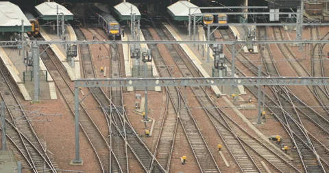 4k Timelapse of the train station in Edinburgh. Stock Footage 34299974