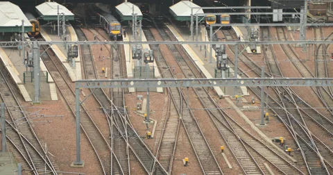 4k Timelapse of the train station in Edinburgh. Stock Footage 34300030