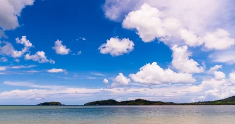 4K Timelapse Tropical beach white sand and blue sea in summer time on sunny day. Stock Footage 122477866